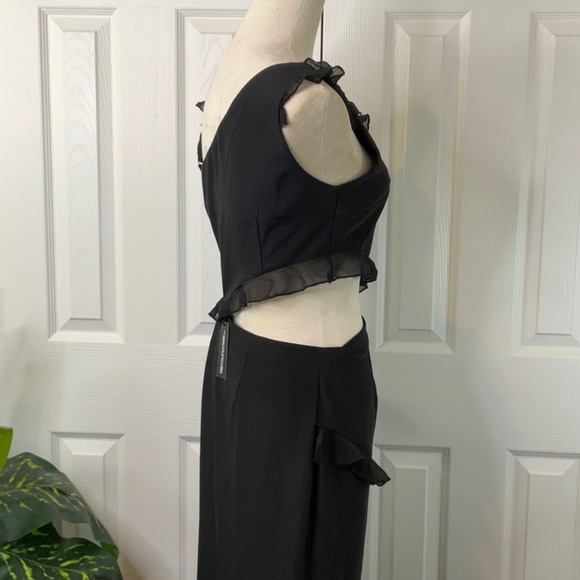 PrettyLittleThing -  NWT Black Chiffon Frill Cut Out Maxi Dress Size 6 - Picture 14 of 16